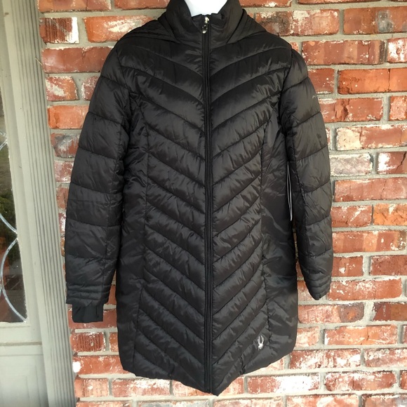 Spyder Jackets & Blazers - SPYDER NWT black Hooded Long Puffer Jacket size M